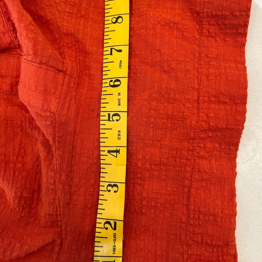 EUC Madewell Rust Square Neck Cotton Blouse Windowpane Textured sz Small - Picture 7 of 9